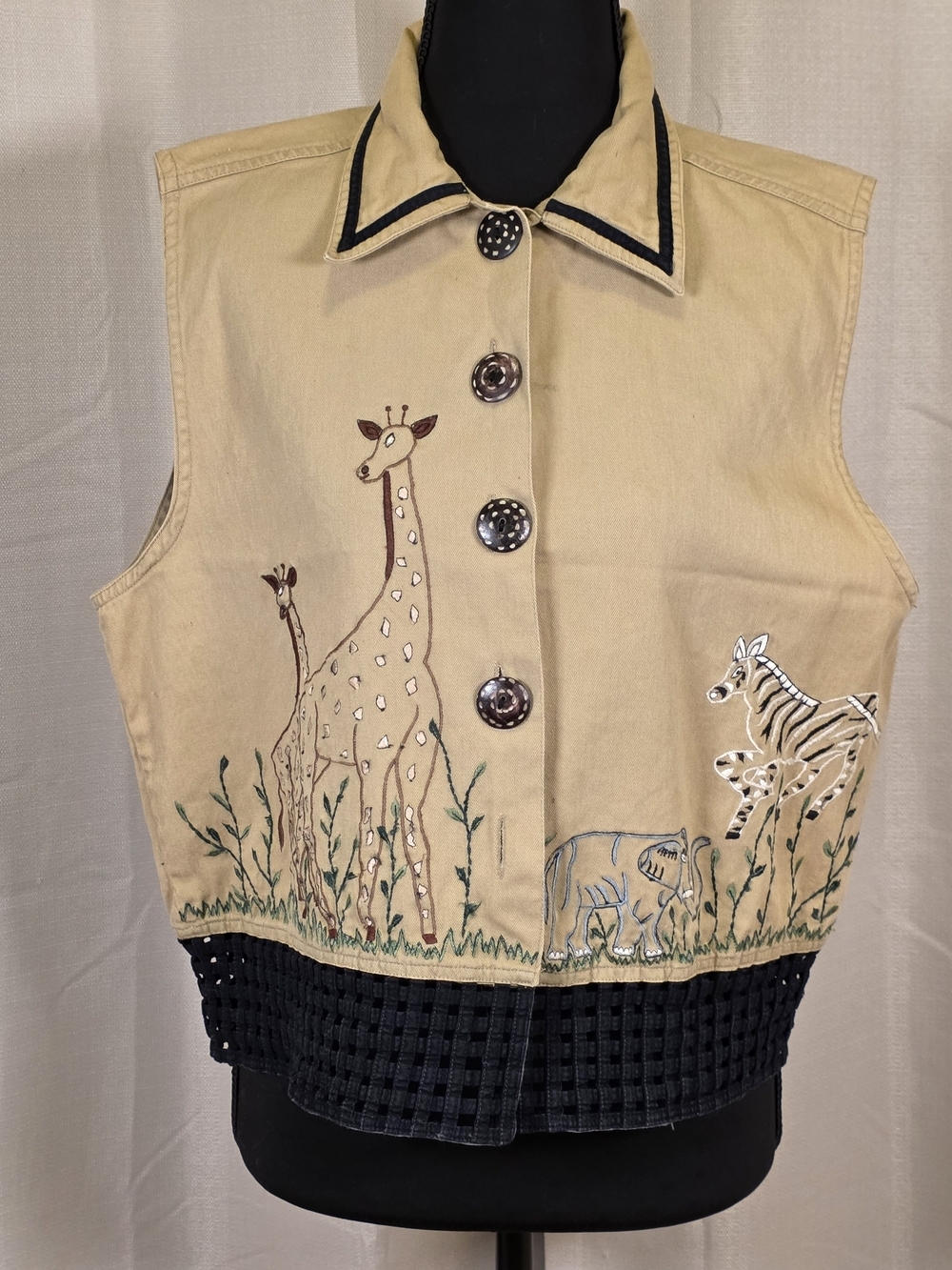Vintage Y2K Safari Animal Embroidered Vest